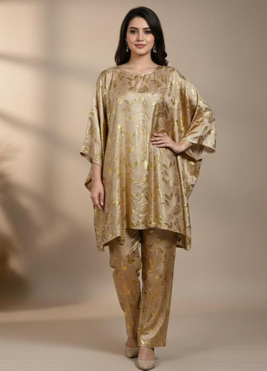 ZWPC 55 Gold Printed Unstitched 2 Pcs