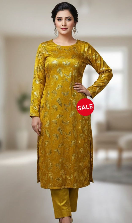 ZWPC 54 Gold Printed Unstitched 2 Pcs